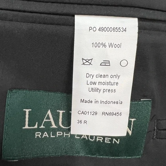 Lauren Ralph Lauren Blazer Jacket Sport Coat Mens 36R Wool Black Metal Buttons
